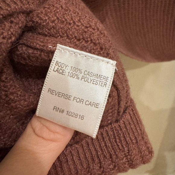 Garnet Hill Pink Crew Neck Sweater with Textured Knit - Picture 4 of 5